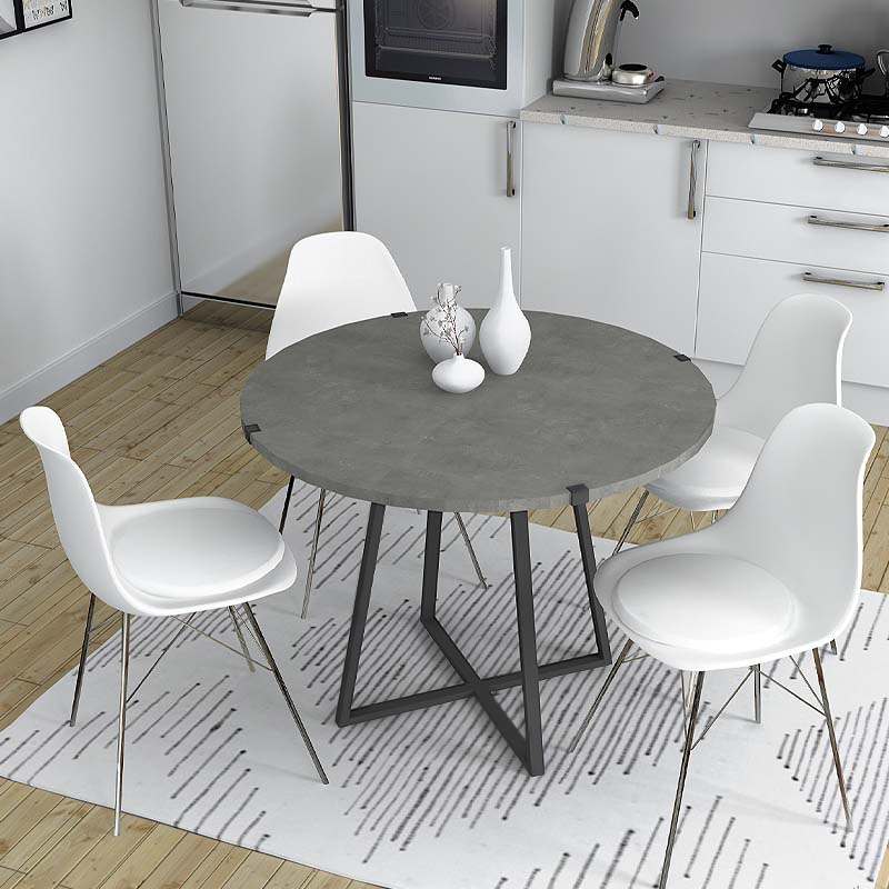 GP028-00642-1 Τραπέζι Rubes Megapap χρώμα γκρι σκυροδέματος 100x100x78εκ. - Image 1