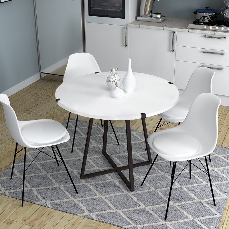 GP028-00644-1 Τραπέζι Rubes Megapap χρώμα λευκό - ανθρακί 100x100x78εκ. - Image 1