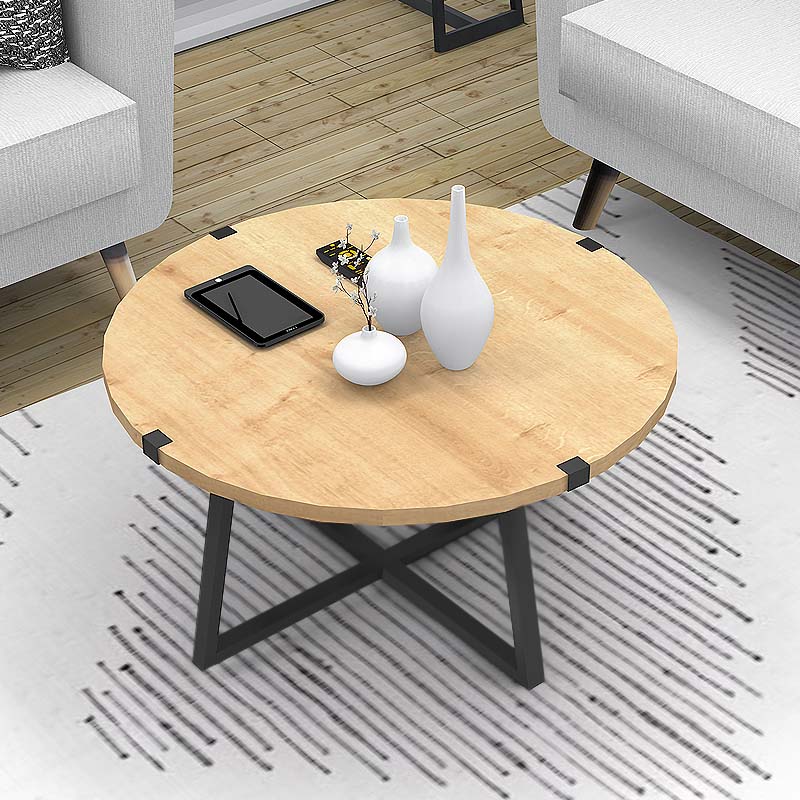 GP028-00651-1 Τραπεζάκι σαλονιού Mauricio Megapap χρώμα φυσικό οξιάς - ανθρακί 78x78x43εκ. - Image 1