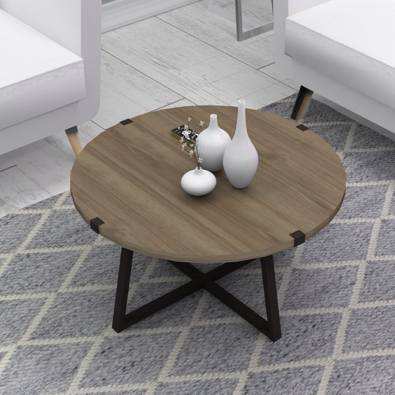 GP028-00653-1 Τραπεζάκι σαλονιού Mauricio Megapap χρώμα καρυδί - ανθρακί 78x78x43εκ. - Image 1