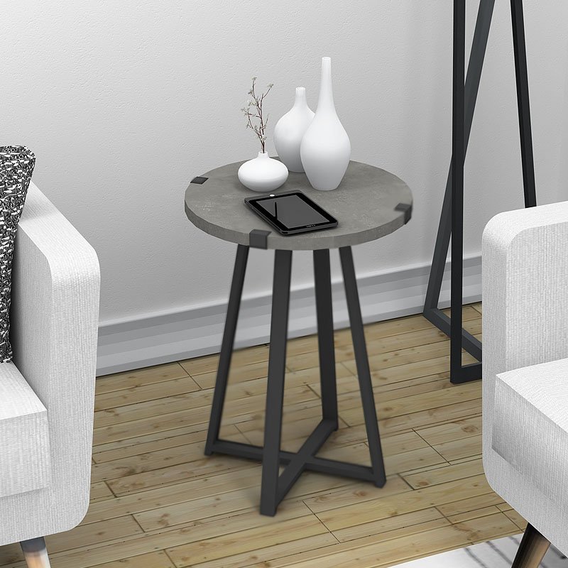 GP028-00663-1 Βοηθητικό τραπεζάκι Pedro Megapap χρώμα γκρι σκυροδέματος 44x44x58εκ. - Image 1