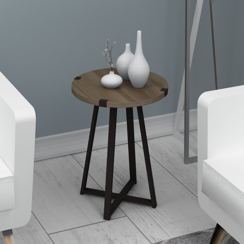 GP028-00664-1 Βοηθητικό τραπεζάκι Pedro Megapap χρώμα καρυδί - ανθρακί 44x44x58εκ. - Image 1