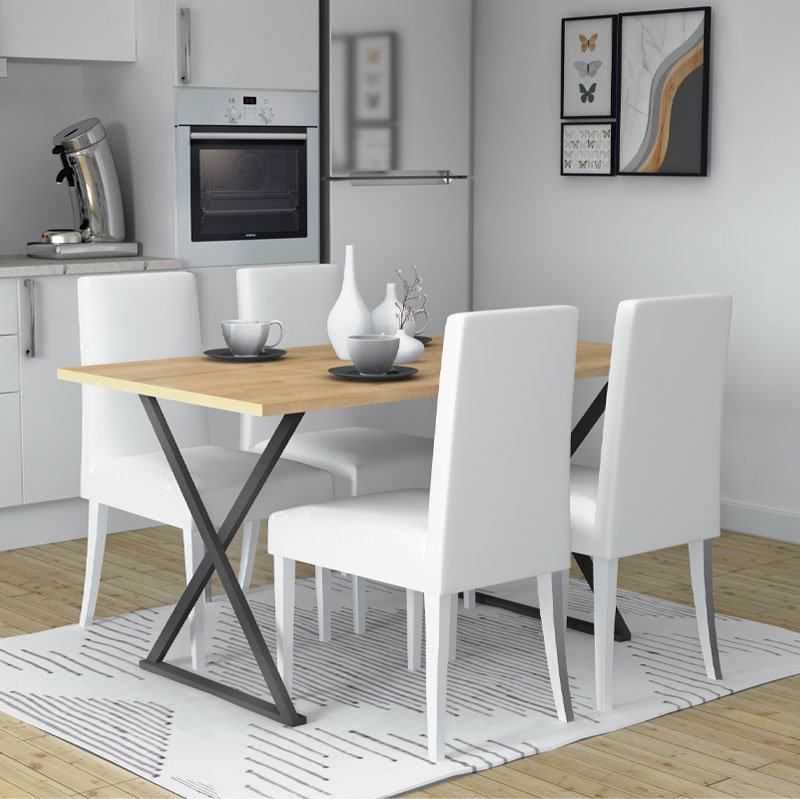 GP028-00701-1 Τραπέζι Bette Megapap χρώμα φυσικό οξιάς - ανθρακί 140x80x76εκ. - Image 1