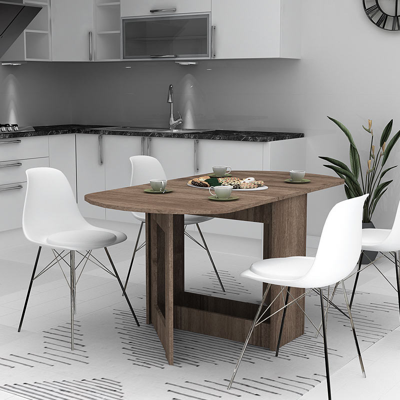 GP028-00712-1 Τραπέζι Winslet Megapap επεκτεινόμενο χρώμα καρυδί 34(63+63)x80x76εκ. - Image 1