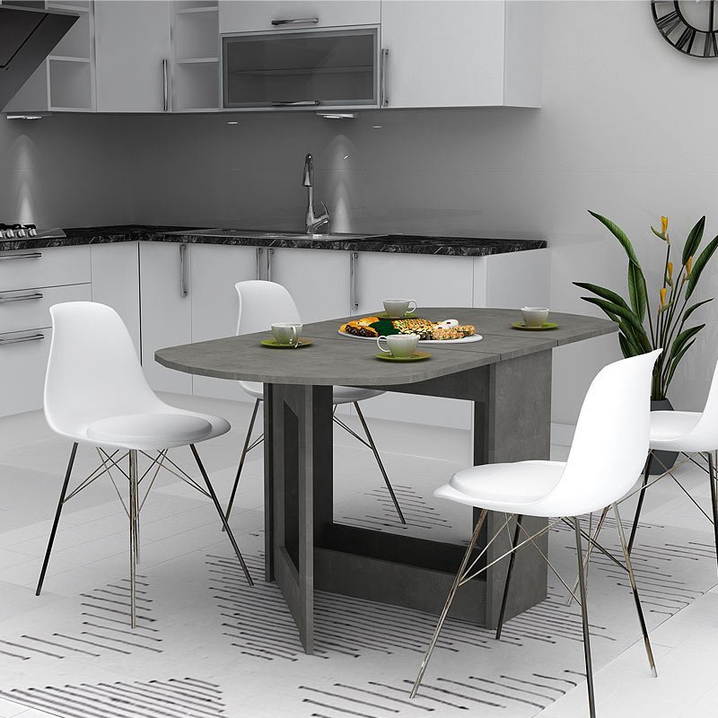 GP028-00713-1 Τραπέζι Winslet Megapap επεκτεινόμενο χρώμα γκρι σκυροδέματος 34(63+63)x80x76εκ. - Image 1