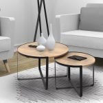 Σετ τραπεζάκια σαλονιού Davis Megapap 2τμχ. χρώμα φυσικό οξιάς 70x69x46εκ.