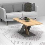 Τραπεζάκι σαλονιού Marcello Megapap χρώμα φυσικό οξιάς - γκρι σκυροδέματος 110x55x48εκ.