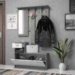 Έπιπλο εισόδου Raynold Megapap χρώμα γκρι σκυροδέματος - λευκό 100x30x180εκ.