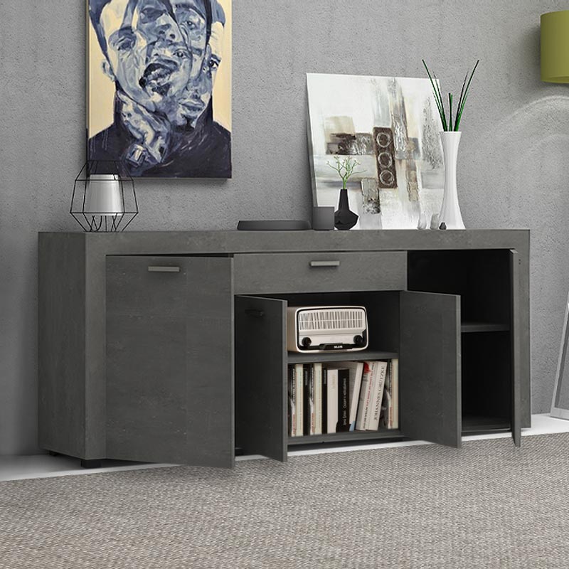 GP028-00812-1 Μπουφές Joseph Megapap χρώμα γκρι σκυροδέματος 177x40x76εκ. - Image 1