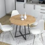 Τραπέζι Rubes Megapap χρώμα φυσικό οξιάς - ανθρακί 120x120x78εκ.