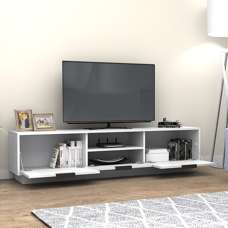 GP028-01041-1 Έπιπλο τηλεόρασης Mensa Megapap χρώμα λευκό 180x35x43cm. - Image 1