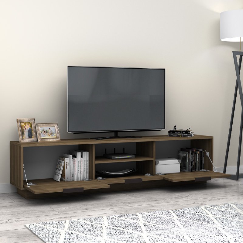 GP028-01043-1 Έπιπλο τηλεόρασης Mensa Megapap χρώμα καρυδί 180x35x43cm. - Image 1