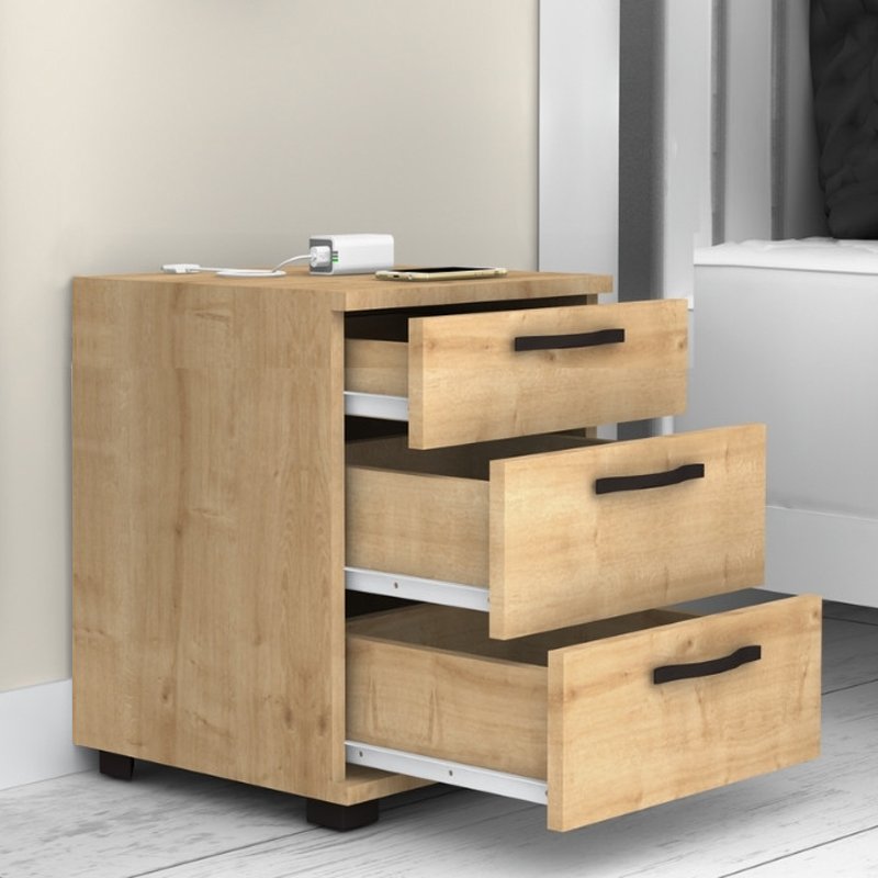 GP028-01171-1 Κομοδίνο - συρταριέρα γραφείου Roco Megapap χρώμα φυσικό οξιάς 40x39x57εκ. - Image 1