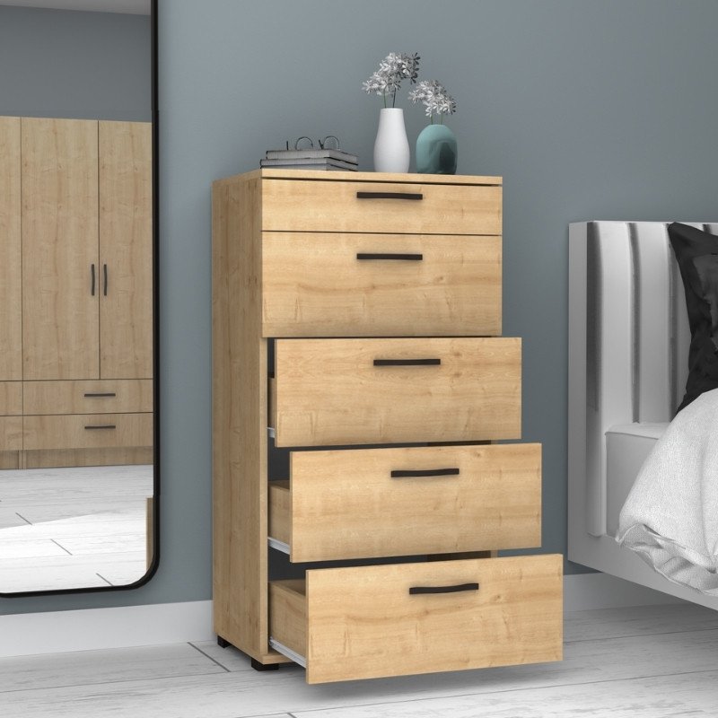 GP028-01201-1 Συρταριέρα Helia Megapap χρώμα φυσικό οξιάς 60x44x108εκ. - Image 1