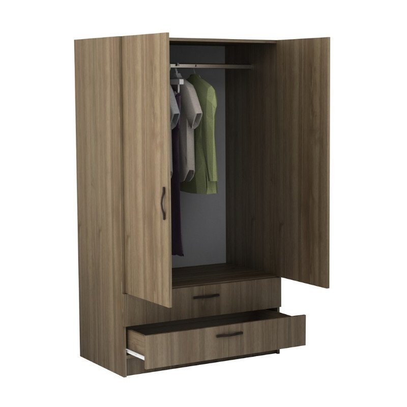 GP028-01213-1 Ντουλάπα ρούχων Victoria Megapap δίφυλλη με συρτάρια χρώμα καρυδί 100x60x181εκ. - Image 1