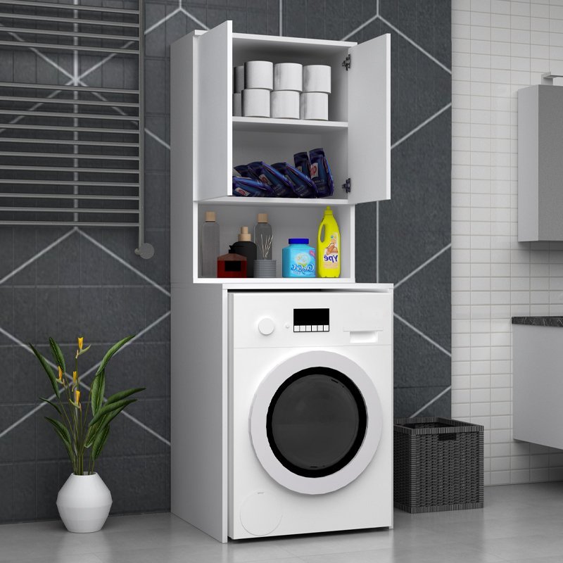 GP028-01291-1 Έπιπλο πλυντηρίου Cozen Megapap χρώμα λευκό 65x60x178εκ. - Image 1