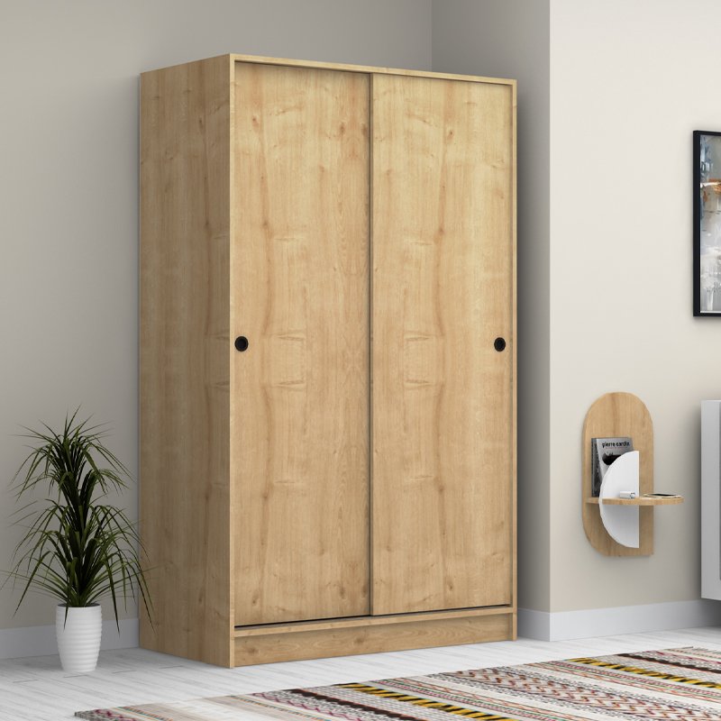 GP028-01392-0 Ντουλάπα ρούχων Regio Megapap δίφυλλη συρόμενη χρώμα φυσικό οξιάς 120x60x200εκ. - Image 1