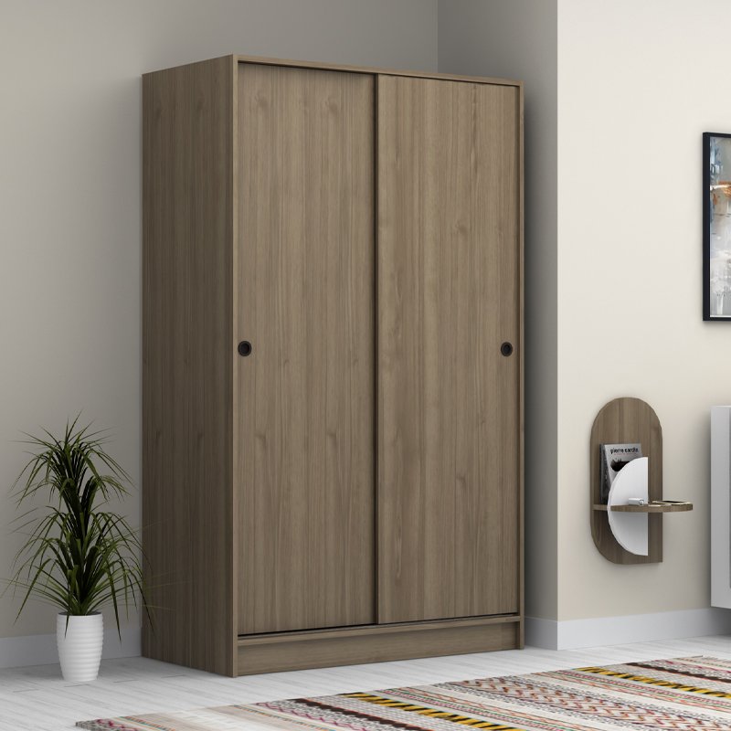 GP028-01393-0 Ντουλάπα ρούχων Regio Megapap δίφυλλη συρόμενη χρώμα γκρι σκυροδέματος 120x60x200εκ. - Image 1