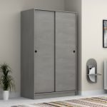 Ντουλάπα ρούχων Regio Megapap δίφυλλη συρόμενη χρώμα καρυδί 120x60x200εκ.