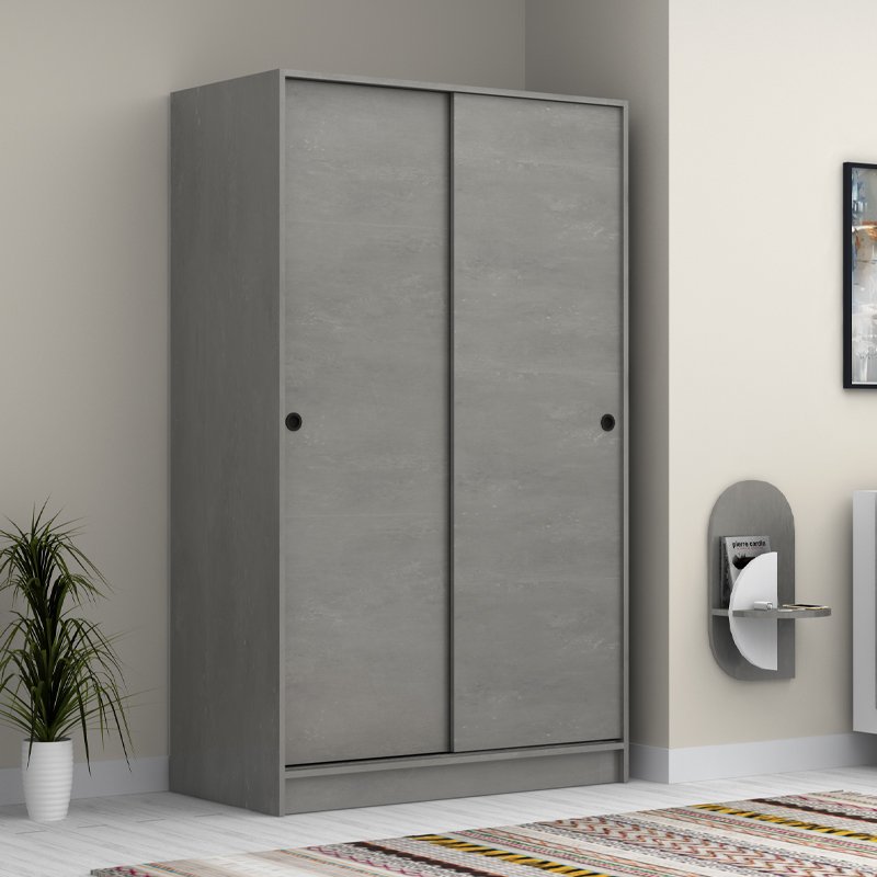 GP028-01394-0 Ντουλάπα ρούχων Regio Megapap δίφυλλη συρόμενη χρώμα καρυδί 120x60x200εκ. - Image 1