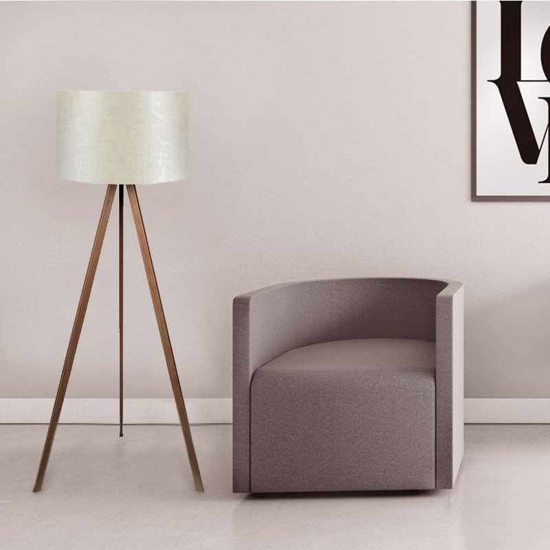 GP029-00016-1 Φωτιστικό δαπέδου Rosling Megapap Mdf/ύφασμα Pvc χρώμα καρυδί/μπεζ 38x21x140εκ. - Image 1