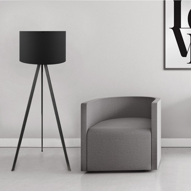 GP029-00018-1 Φωτιστικό δαπέδου Rosling Megapap Mdf/ύφασμα Pvc χρώμα μαύρο 38x21x140εκ. - Image 1