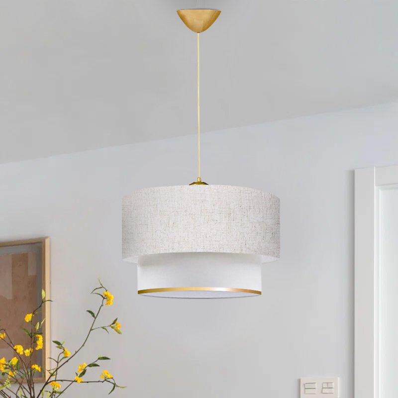 GP029-00502-1 Φωτιστικό οροφής Barnhart Megapap υφασμάτινο μονόφωτο χρώμα λευκό/χρυσό 30x20x70εκ. - Image 1