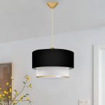 Φωτιστικό οροφής Barnhart Megapap υφασμάτινο μονόφωτο χρώμα μαύρο/χρυσό 30x20x70εκ.