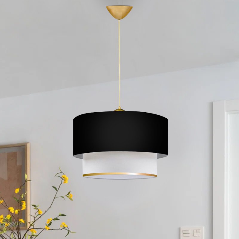 GP029-00503-1 Φωτιστικό οροφής Barnhart Megapap υφασμάτινο μονόφωτο χρώμα μαύρο/χρυσό 30x20x70εκ. - Image 1