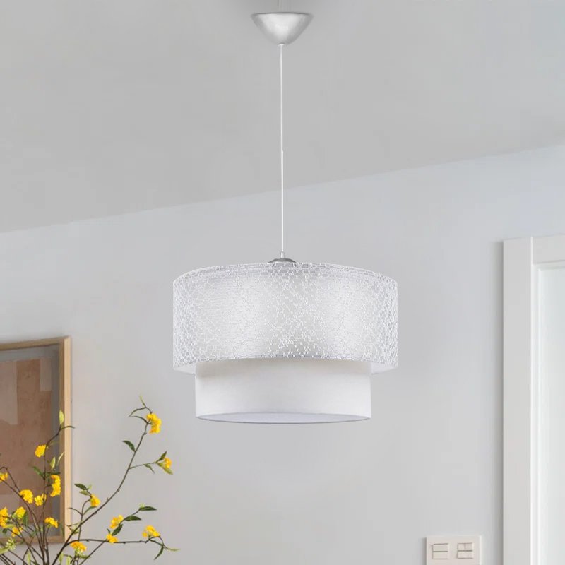 GP029-00504-1 Φωτιστικό οροφής Barnhart Megapap υφασμάτινο μονόφωτο χρώμα λευκό 30x30x70εκ. - Image 1