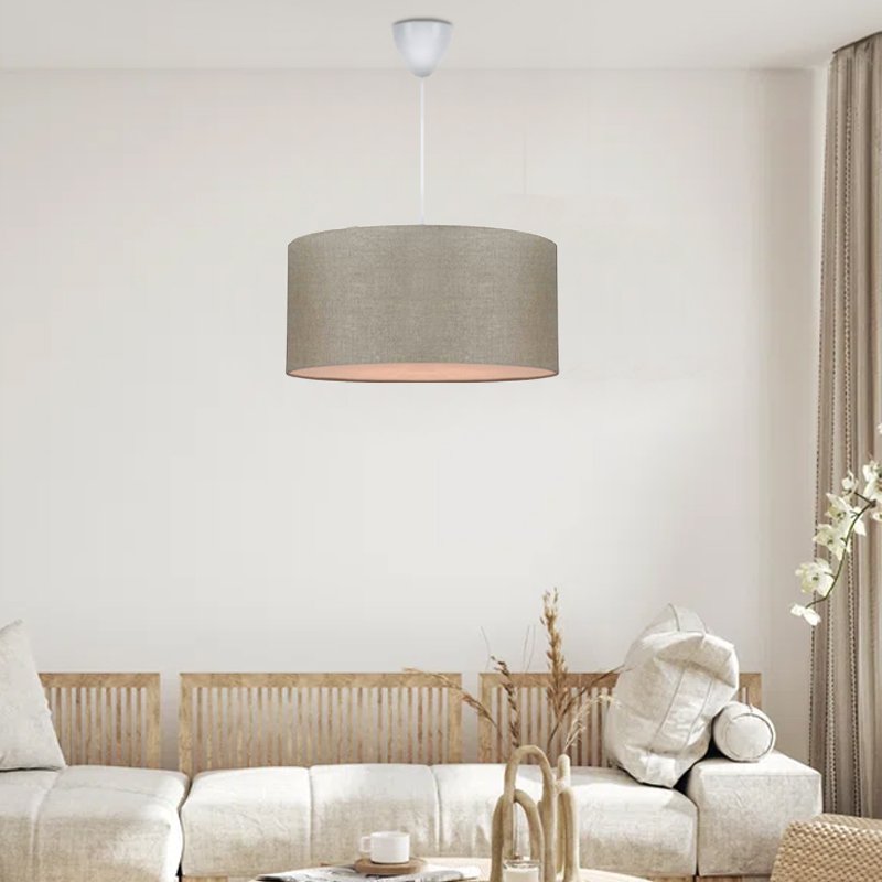 GP029-00511-1 Φωτιστικό οροφής Monahan Megapap υφασμάτινο μονόφωτο χρώμα μπεζ άμμου 38x20x70εκ. - Image 1