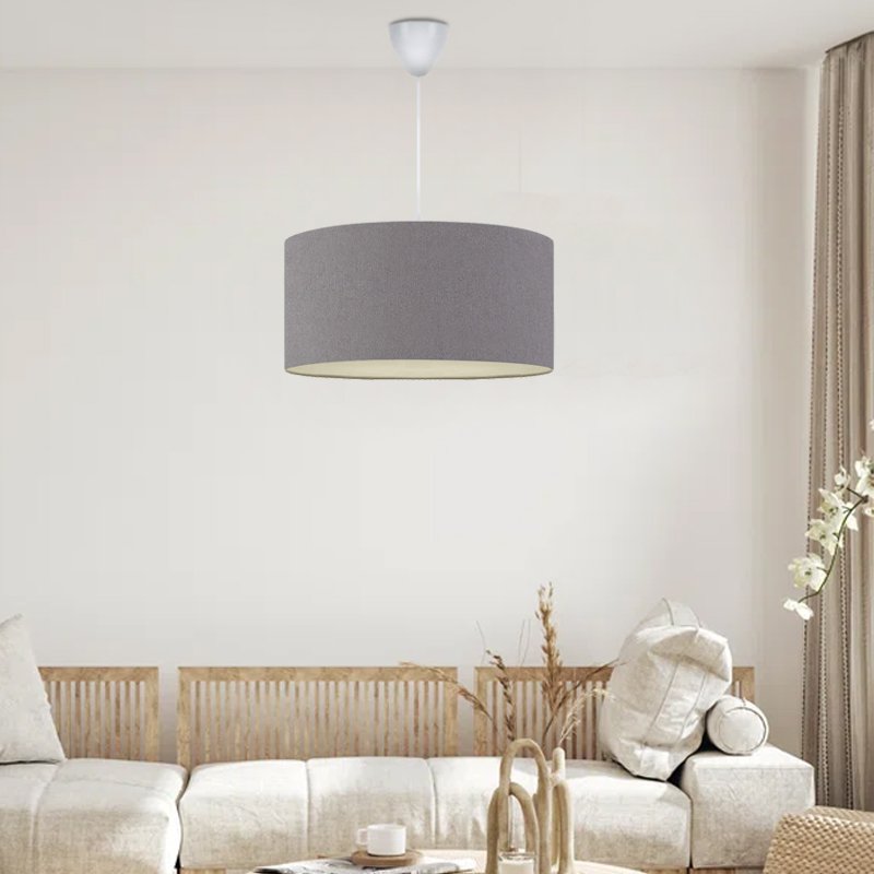 GP029-00531-1 Φωτιστικό οροφής Monahan Megapap υφασμάτινο μονόφωτο χρώμα γκρι 38x20x70εκ. - Image 1