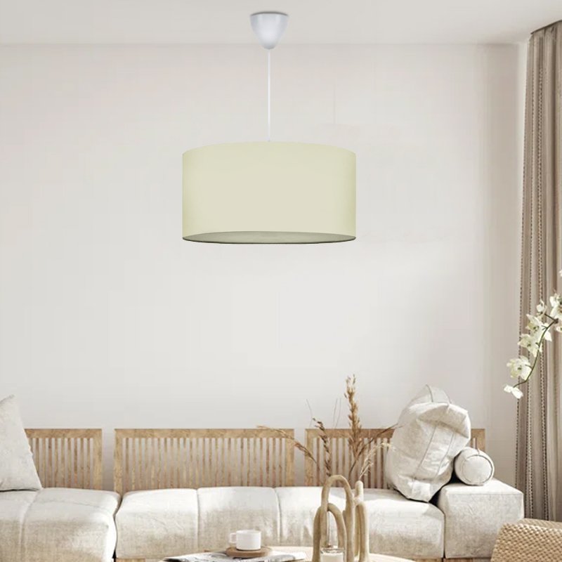 GP029-00533-1 Φωτιστικό οροφής Monahan Megapap υφασμάτινο μονόφωτο χρώμα εκρού 38x20x70εκ. - Image 1