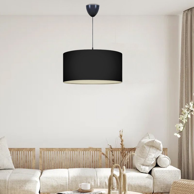 GP029-00534-1 Φωτιστικό οροφής Monahan Megapap υφασμάτινο μονόφωτο χρώμα μαύρο 38x21x70εκ. - Image 1