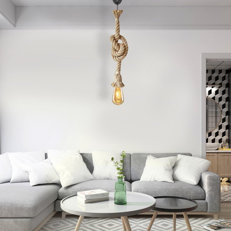 GP029-00671-1 Φωτιστικό οροφής Meline Megapap σχοινί μονόφωτο χρώμα φυσικό 70εκ. - Image 1