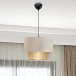 Φωτιστικό οροφής Lucifer Megapap E27 υφασμάτινο μονόφωτο χρώμα κρεμ 30x20x70εκ.