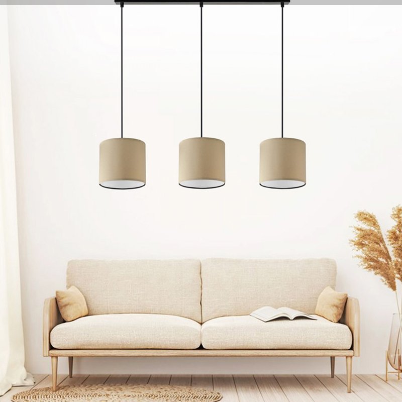 GP029-00801-1 Φωτιστικό οροφής Morris Megapap E27 υφασμάτινο τρίφωτο χρώμα καφέ 55x15x70εκ. - Image 1