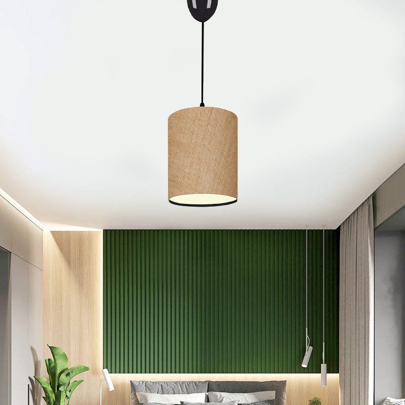 GP029-00821-1 Φωτιστικό οροφής Layla Megapap Ε27 υφασμάτινο μονόφωτο χρώμα μπεζ 19x25x70εκ. - Image 1