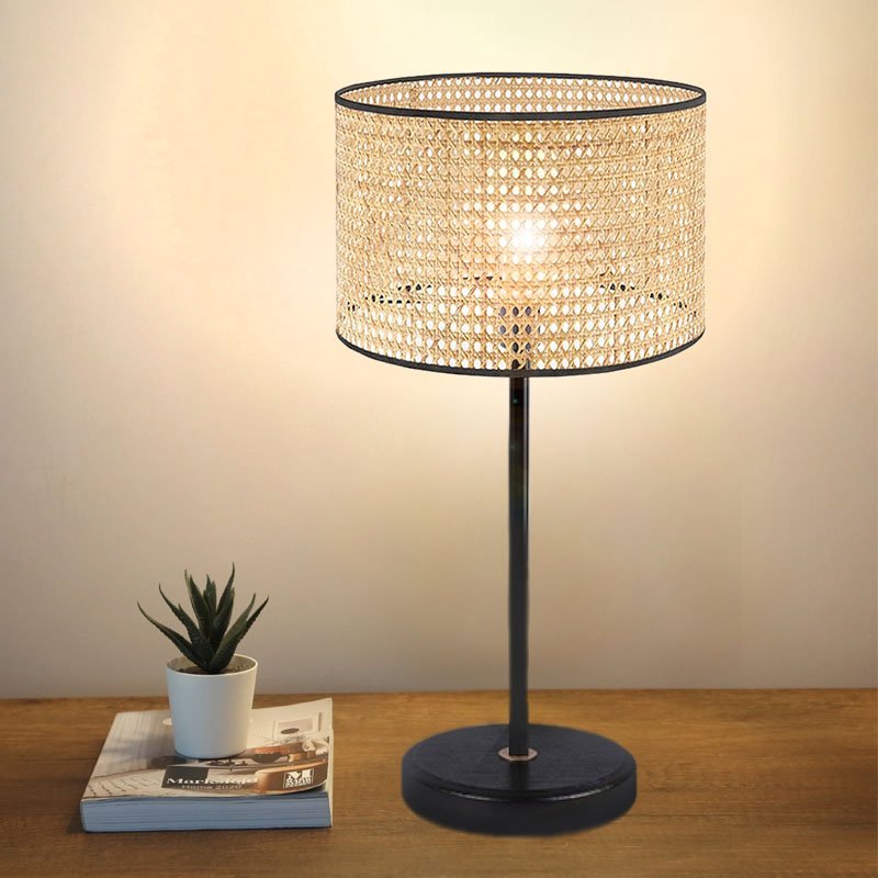 GP029-00991-1 Φωτιστικό επιτραπέζιο Idaho Megapap E27 ρατάν - μεταλλικό χρώμα φυσικό - μαύρο Φ24x32εκ. - Image 1