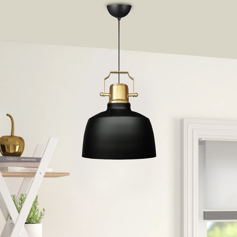 GP029-01151-1 Φωτιστικό οροφής Artes Megapap E27 μεταλλικό μονόφωτο χρώμα μαύρο - χρυσό Φ22x100εκ. - Image 1