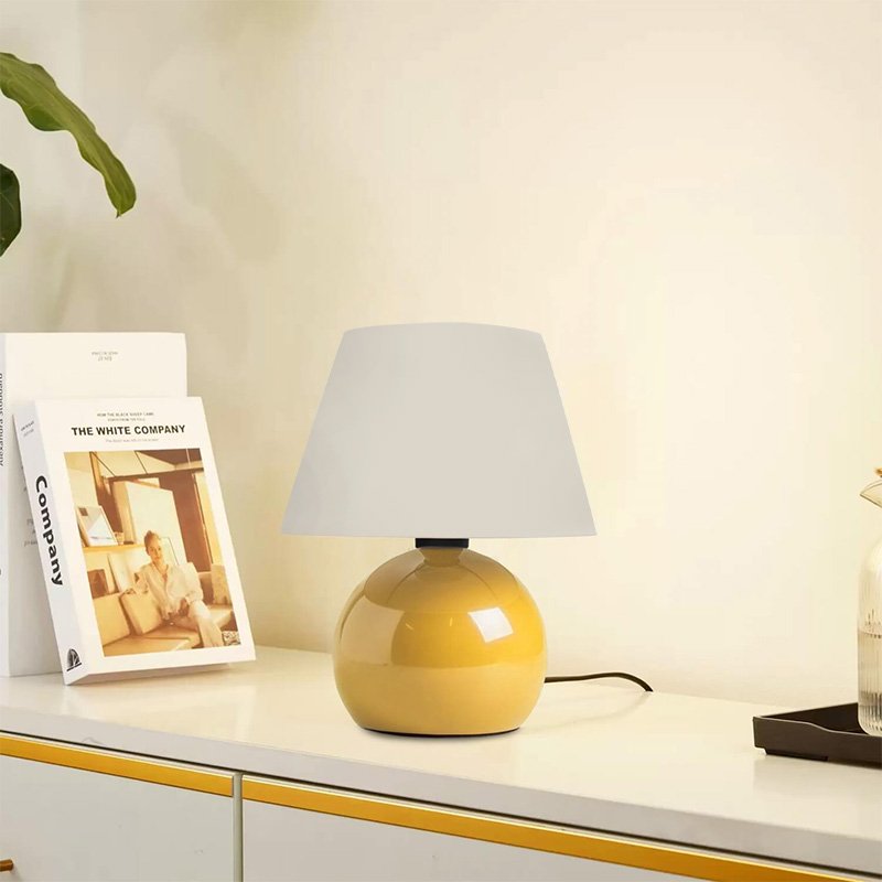 GP029-01411-1 Φωτιστικό επιτραπέζιο Alaska Megapap E27 μεταλλικό - ύφασμα Pvc χρώμα κίτρινο - κρεμ Ø22x30εκ. - Image 1