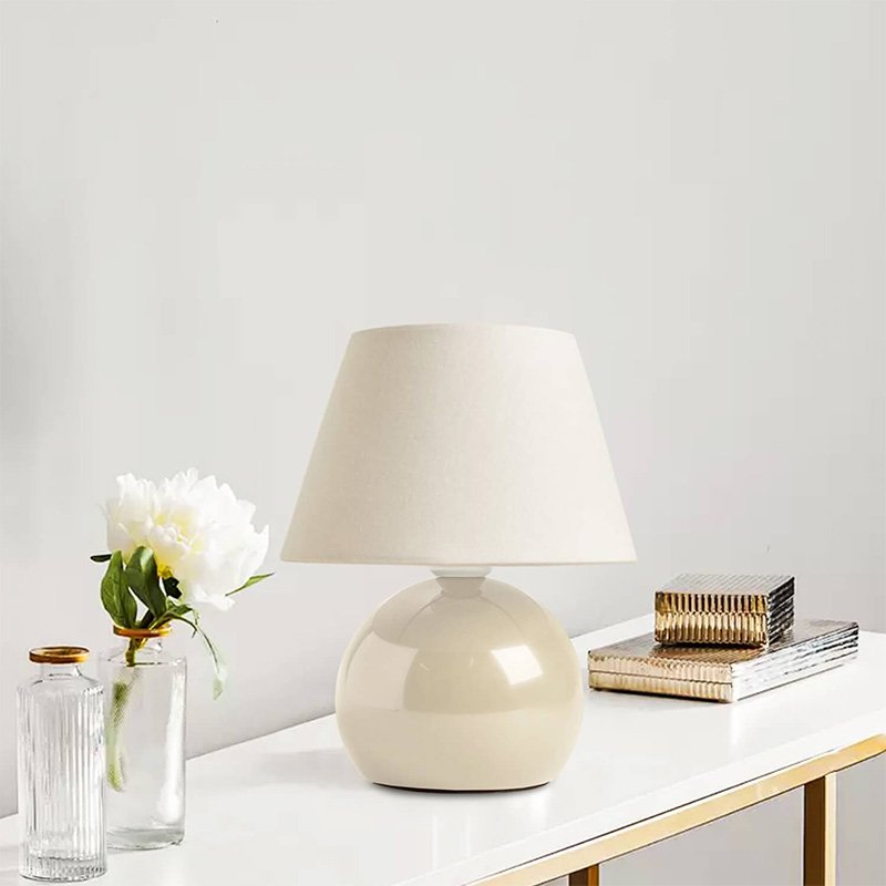 GP029-01412-1 Φωτιστικό επιτραπέζιο Alaska Megapap E27 μεταλλικό - ύφασμα Pvc χρώμα κρεμ Ø22x30εκ. - Image 1