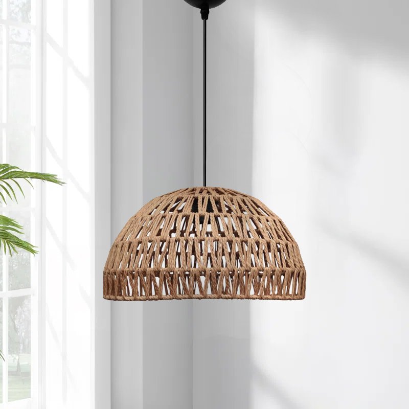 GP029-01591-1 Φωτιστικό οροφής Karon Megapap E27 από σχοινί μονόφωτο χρώμα φυσικό Ø29x70εκ. - Image 1