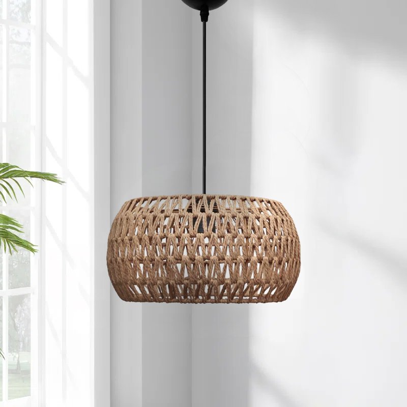 GP029-01601-1 Φωτιστικό οροφής Miranda Megapap E27 από σχοινί μονόφωτο χρώμα φυσικό Ø30x70εκ. - Image 1