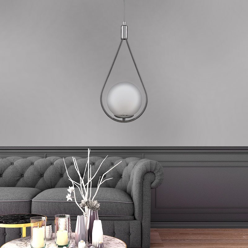 GP030-00061-1 Φωτιστικό οροφής Shemesh Megapap E27 μεταλλικό μονόφωτο χρώμα ασημί 20x20x85εκ. - Image 1