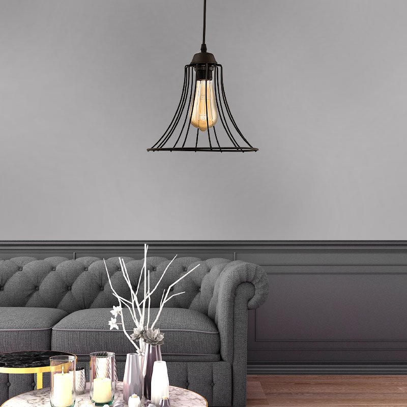 GP030-00101-1 Φωτιστικό οροφής Gerel Megapap E27 μεταλλικό μονόφωτο χρώμα μαύρο 24x24x70εκ. - Image 1