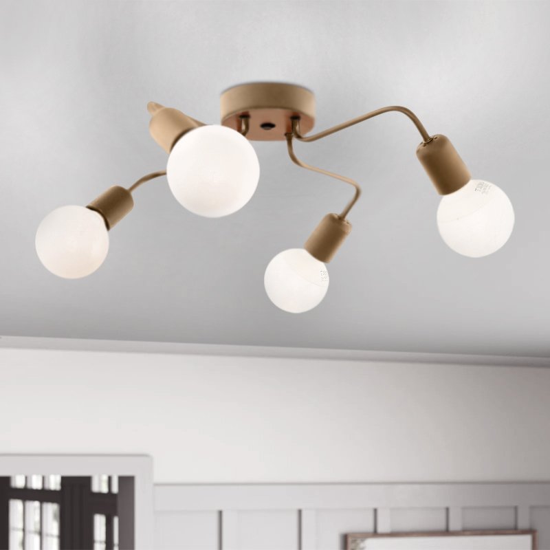 GP030-00122-1 Φωτιστικό οροφής Horus Megapap E27 μεταλλικό τετράφωτο χρώμα χρυσό 48x48x10εκ. - Image 1