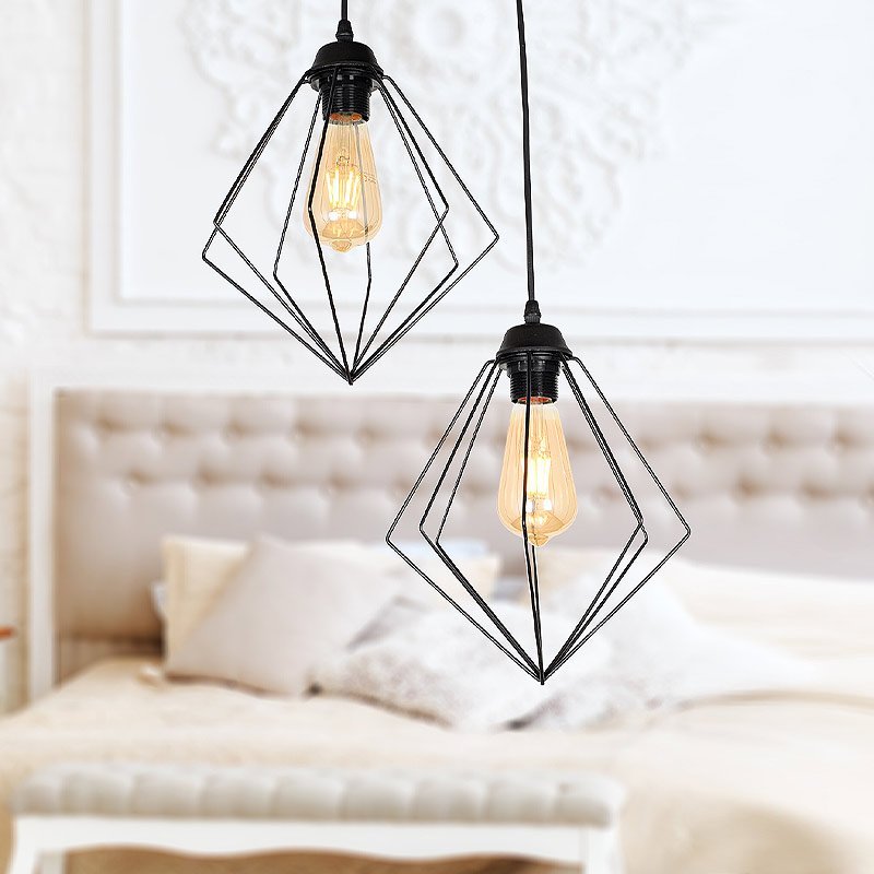 GP030-00151-1 Φωτιστικό οροφής Nura Megapap E27 μεταλλικό δίφωτο χρώμα μαύρο 40x40x70εκ. - Image 1