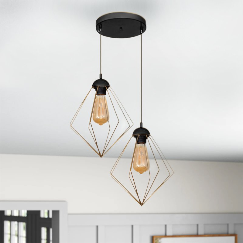 GP030-00152-1 Φωτιστικό οροφής Nura Megapap E27 μεταλλικό δίφωτο χρώμα χρυσό 40x40x70εκ. - Image 1