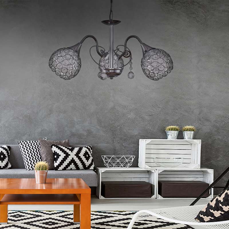 GP030-00191-1 Φωτιστικό οροφής Dagobert Megapap E27 μεταλλικό τρίφωτο χρώμα ασημί 53x53x61εκ. - Image 1